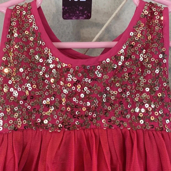 Monsoon magenta/orange Tulle Dress with Gold Sequin Top - Picture 2 of 8